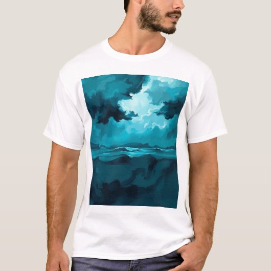 Moody Ocean Waves Under Stormy Sky – Abstract Seas T-Shirt (Vorderseite)
