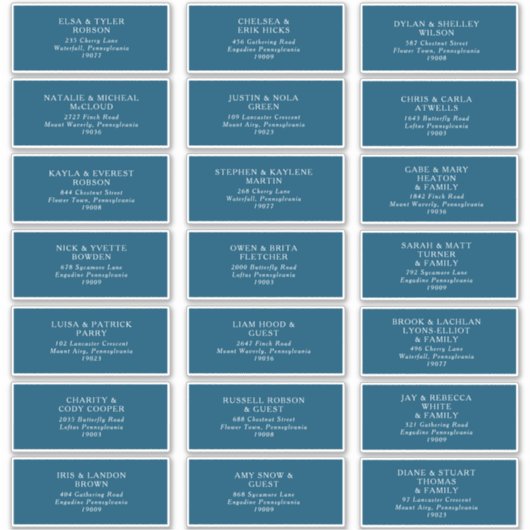 Moody Ocean Wedding Guest Address Aufkleber (Vorderseite)