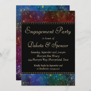 Moody Ombre Dark Jewel Tone Engagement Party Einladung