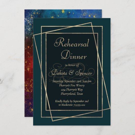 Moody Ombre | Dark Jewel Tone Probe Dinner Einladung (Vorne/Hinten)