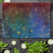 Moody Ombre | Psychedelische Grunge Gold Stardust Geschirrtuch