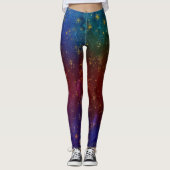 Moody Ombre | Psychedelische Grunge Gold Stardust Leggings (Vorderseite)