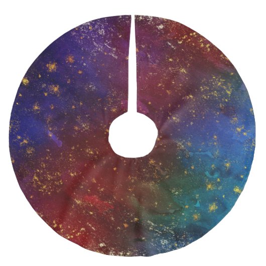 Moody Ombre | Psychedelische Grunge Gold Stardust Polyester Weihnachtsbaumdecke (Vorderseite)