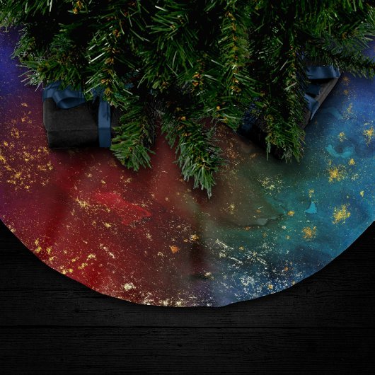 Moody Ombre | Psychedelische Grunge Gold Stardust Polyester Weihnachtsbaumdecke