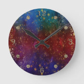 Moody Ombre | Psychedelische Grunge Gold Stardust Runde Wanduhr (Vorderseite)