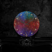 Moody Ombre | Psychedelische Grunge Gold Stardust Runde Wanduhr