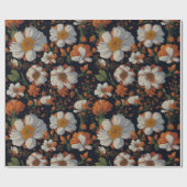 Moody orange weiße Retro-Blume Geschenkpapier (Flach)
