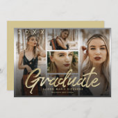 Moody Overlay Gold Script Abschluss Fotos Card Einladung (Vorne/Hinten)