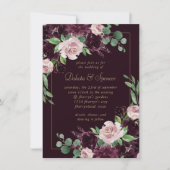 Moody Passion | Dramatischer Lila Wein Rose Bouque Einladung (Vorderseite)