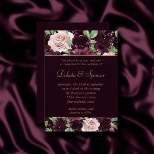 Moody Passion Dramatischer Lila Wein Rose Garlan Einladung