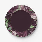 Moody Passion | Dramatischer Lila Wein Rose Kranz Pappteller (Vorderseite)