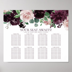 Moody Passion Lila Blumengartensitzkarte Poster