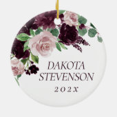 Moody Passions | Dramatisch Lila Rose Keramik Ornament (Hinten)