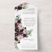 Moody Passions | Dramatischer Lila Wein Rose All In One Einladung (Innen Boden)