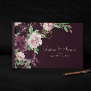 Moody Passions Dramatischer Lila Wein Rose Bouqu Gästebuch