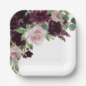 Moody Passions | Dramatischer Lila Wein Rose Bouqu Pappteller (Vorderseite)