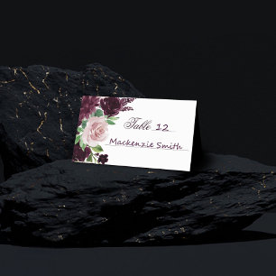 Moody Passions Dramatischer Lila Wein Rose Bouqu Platzkarte