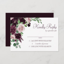 Moody Passions | Dramatischer Lila Wein Rose Bouqu RSVP Karte