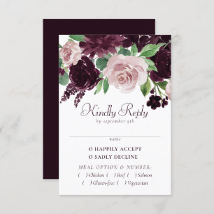 Moody Passions   Dramatischer Lila Wein Rose RSVP Karte