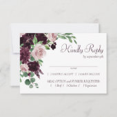 Moody Passions | Dramatischer Lila Wein Rose RSVP Karte (Vorderseite)