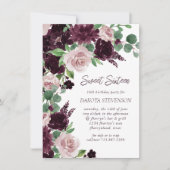 Moody Passions | Dramatischer Lila Wein zum Geburt Einladung (Vorderseite)