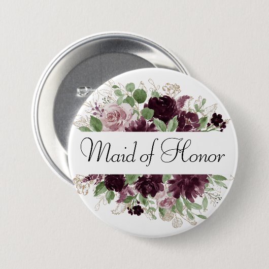 Moody Passions | Dramatisches Lila Brautparty Button (Vorne & Hinten)