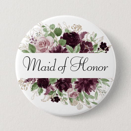 Moody Passions | Dramatisches Lila Brautparty Button (Vorderseite)