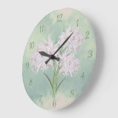 Moody Pastel Watercolor Orchids Wall Clock Große Wanduhr (Winkel)