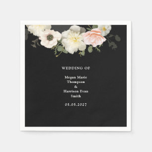 Moody Peonies and Anemones blooming Wedding Serviette