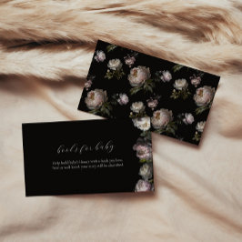 Moody Peony Dark Floral Baby Shower Books for Baby Begleitkarte