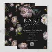 Moody Peony Dark Floral Baby Sprinkle Einladung (Vorne/Hinten)