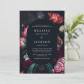 Moody Peony Floral Wedding Round Einladung (Stehend Vorderseite)