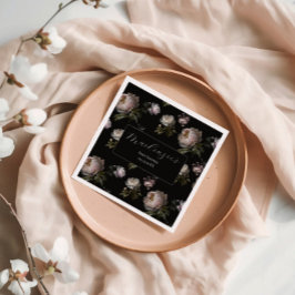 Moody Peony Flowers Baby Shower  Serviette