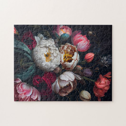 Moody Peony Painterly Floral Puzzle (Horizontal)