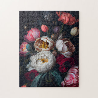 Moody Peony Painterly Floral Puzzle