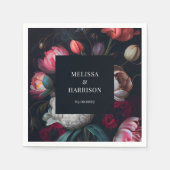 Moody Peony Painterly Floral Wedding Serviette (Vorderseite)