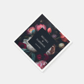 Moody Peony Painterly Floral Wedding Serviette (Ecke)