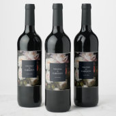 Moody Peony Painterly Floral Wedding Wine Label Weinetikett (Flaschen)