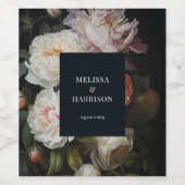 Moody Peony Painterly Floral Wedding Wine Label Weinetikett (Einzelnes Label)