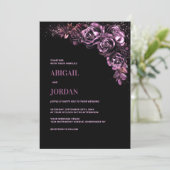 Moody Pink Floral Wedding Einladung (Stehend Vorderseite)