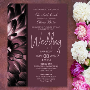 Moody Pink Floral Wedding Einladung
