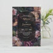 Moody pink florals Einladung zur Hochzeit (Stehend Vorderseite)