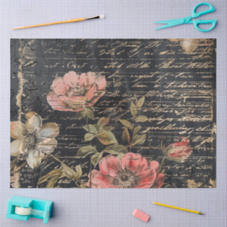 Moody Pink und White Floral Poppies Seidenpapier