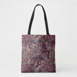 Moody Plum & Fig Leaves Tote Bag | Artistic Floral Tasche