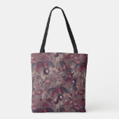 Moody Plum & Fig Leaves Tote Bag | Artistic Floral Tasche (Rückseite)