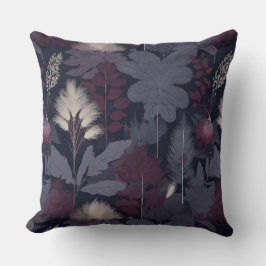Moody Plum Fig & Pampas Grass Pattern Throw Pillow Kissen