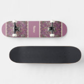 Moody Plum Floral Doodle Art Skateboard (Horizontal)