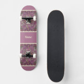 Moody Plum Floral Doodle Art Skateboard (Vorderseite)