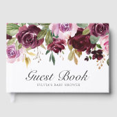 Moody Plum Floral Girl Babydusche Gästebuch (Vorderseite)