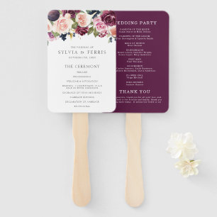 Moody Plum Floral und Feigen Hochzeitsprogramm Fächer